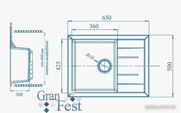 Кухонная мойка GranFest GF-Q650L